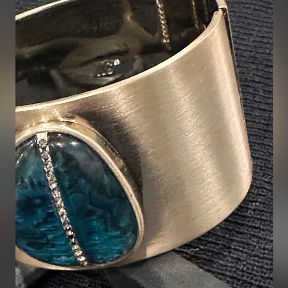 Kenneth Cole Wide Cuff With Stunning Peacock Stone With Crystal Enhancements - Picture 2 of 8